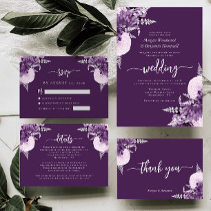 Cartão De Agradecimento Casamento de Script Floral Floral de Prata Lilac R