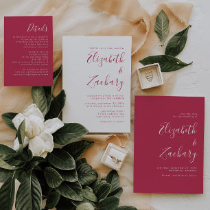Convite Casamento Magenta com Script Moderno