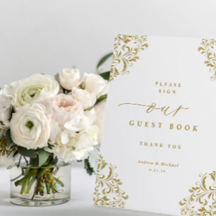 Convite Casamento Dourado Elegante Vintage