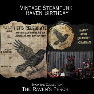 Convite Raven Steampunk Gótico