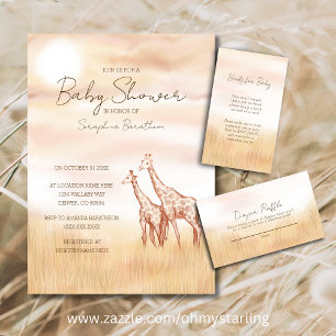 Convite Safari Giraffe Chá de fraldas Convide Neutro de Gê