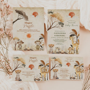 Cartão De Agradecimento Foto de Chá de fraldas de Rapaz Safari Wild One Sa