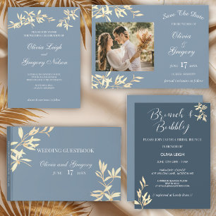 Convite Sinfonia Floral de eterno no Janto de ensaio azul