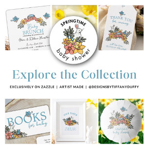 Convite para Chá de fraldas Springtime Brunch