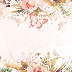 Convite Chá de casamento de borboleta de peônias botânicas