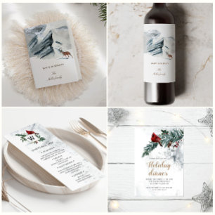 Cartão Montanhas Snowy Holiday Elegante Foldable