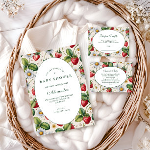 Cartão De Informações Sorteio de fralda xadrez de morango fresco