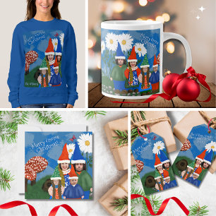 Cartão De Festividades Engraçado Adicionar Foto Gnomo Família Feliz Natal