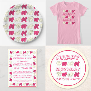 Convite Bolachas e biscoitos, cor-de-rosa, Festa de aniver