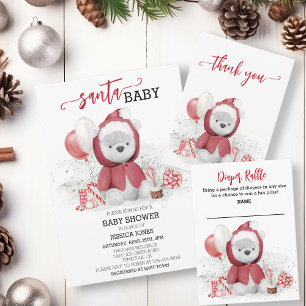 Convite Chá de fraldas Urso Polar do Urso de Teddy do papa