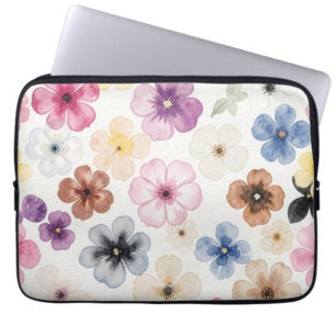Capa Para Notebook Padrão Floral Rosa Cinza Branco Preto