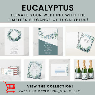 Cartão de Gabinete de Aviso de Casamento Eucalyptu