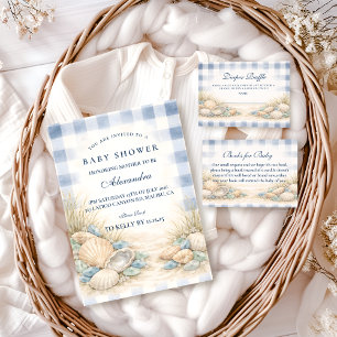 Convite Elegante Festa de Bebê de Conchas Marinhas da Cost