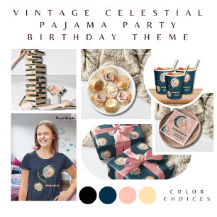 Papel De Presente Sun Moon Face Vintage Celestial Aniversário Rosa