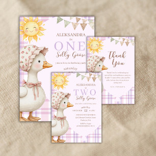 Convite Um Bobo Goose Girl primeiro aniversario Party Wate