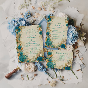 Convite Casamento com Conchas Inspiradas no Oceano