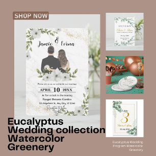 Convite De Casamento De Cor Floral Verde Branco