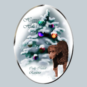 Cartão De Festividades Presentes de Natal para Retriever Revestidos Curly