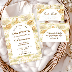 Convite Animais de Bebe da Selva Fofa História do Livro In