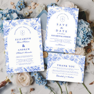 Convite Noiva Clássica Azul e Branco Chinoiserie