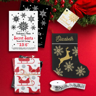 Convite Papais noeis De Natal Pretos E Brancos Floco De Ne