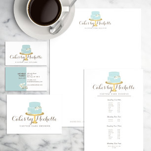 Flyer Bolo Azul Elegante com Desordenação do Bolo Floral