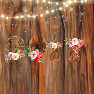 Convite Barn Wood Lights Boots Horse Wagon Wagon Weding