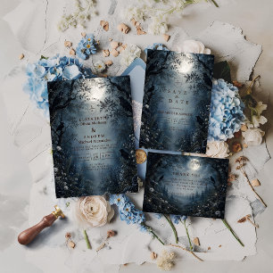 Cartão RSVP Casamento Moody Dark Woodland