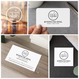 Cartão De Visita Logotipo preto dos dentes modernos