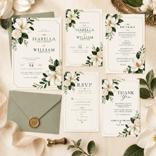 RSVP Cartão de Detalhes de Casamento Magnolia Southern 