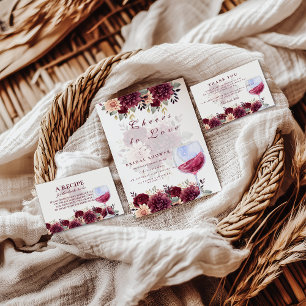 Convite Brinde ao Amor Burgundy Floral Chá de Noiva