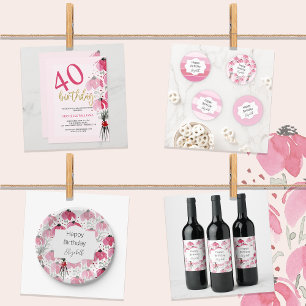 Papel De Presente Cor-de-água rosa-branca Pintada à mão