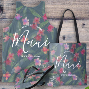 Convite Praça de Casamento Maui de Watercolor Hibiscus