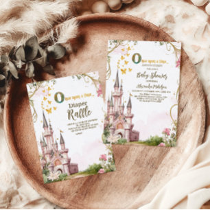 Convite Dourada rosa Chá de fraldas do Castelo Real Prince