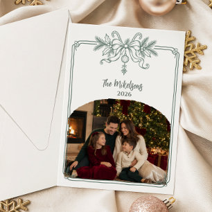 Cartão De Festividades Arte de Linha de Natal Minimalista Elegante Foto