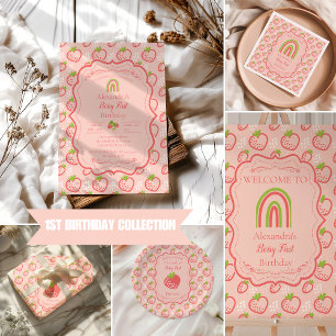 Convite Berry First Birthday primeiro aniversario Strawber