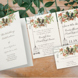 Convite Concurso de Casamento de Aves Marinhas Apple Aqua 