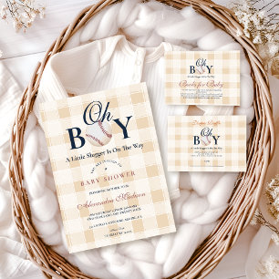 Cartão De Informações Vintage Baseball Boys Diapper de Chá de fraldas Ra