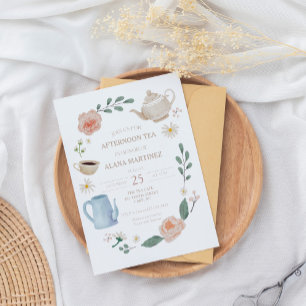 Convite para Chá de fraldas de chá à tarde