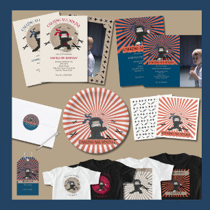 Convite Foto do Aniversário de criança do Guerreiro Ninja 