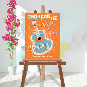 Convite Casamento de Guitarra Ocidental do Bold Colorful