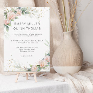 Convite Casamento Floral Moderno Blush Greenery
