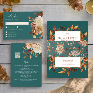 Convite Fall Teal Wedding