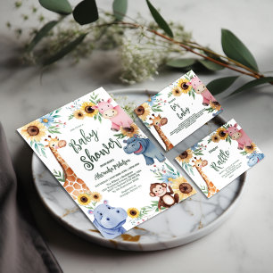 Convite Cute Safari Animal Greenery Chá de fraldas