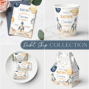 Convite Festa de aniversário de nave espacial Galáxia Espa