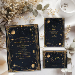 Reserve A Data Vintage Celestial Moon Stars Casamento