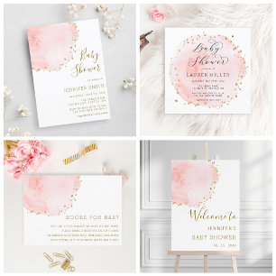 Cartão De Informações Blush Floral - Chá de fraldas de Solicitação de Li