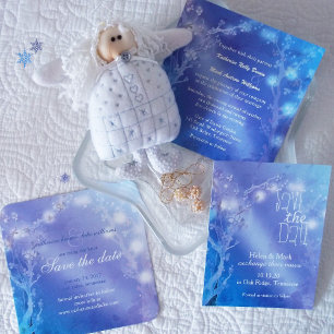 Convite Porta do Dawn Shimmering Casamento Azul