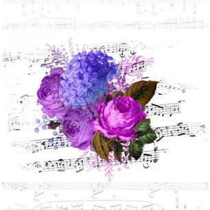 Convite Vintage Sheet Music e Floral Weds