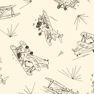 Relógio Redondo Roaring Art Deco Bi-planes - padrão esboçado.